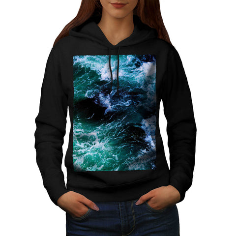 Dark Deep Blue Sea Womens Hoodie