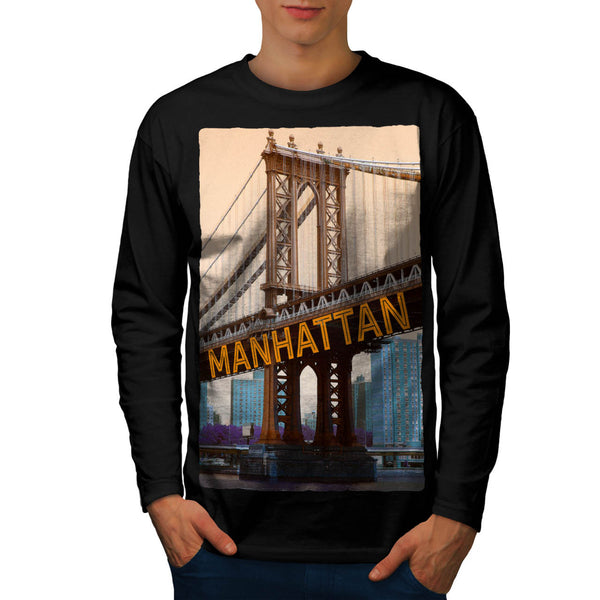 Manhattan Bridge View Mens Long Sleeve T-Shirt