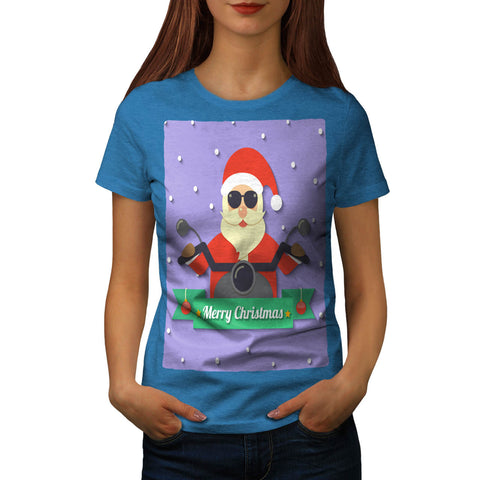 Biker Santa Womens T-Shirt