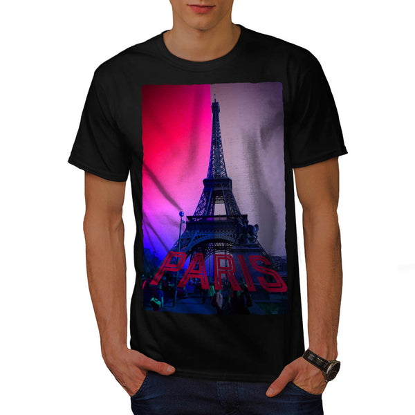 Coloured Eiffel Tower Mens T-Shirt