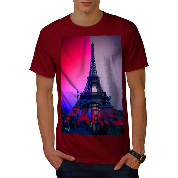 Coloured Eiffel Tower Mens T-Shirt
