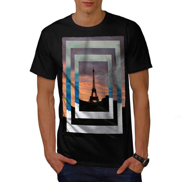 Eiffel Tower Sunset Mens T-Shirt