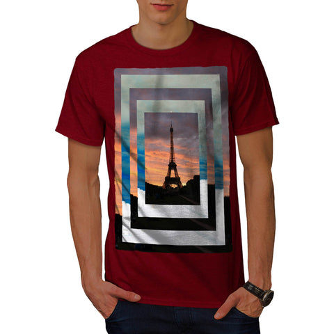 Eiffel Tower Sunset Mens T-Shirt