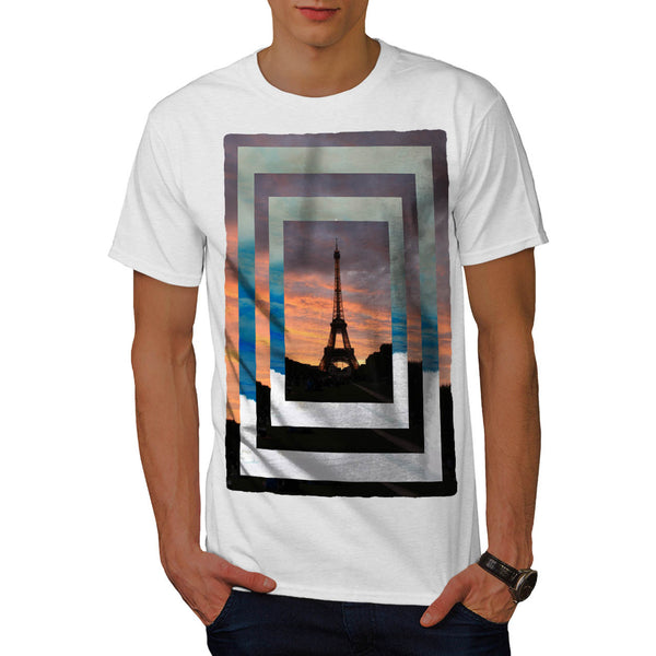 Eiffel Tower Sunset Mens T-Shirt