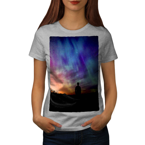 Man In Glowing Sky Womens T-Shirt