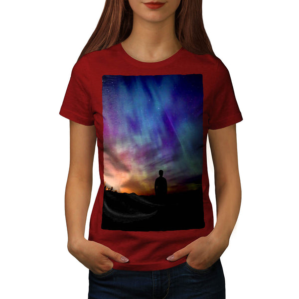 Man In Glowing Sky Womens T-Shirt