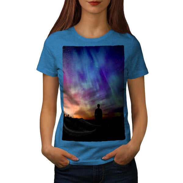 Man In Glowing Sky Womens T-Shirt