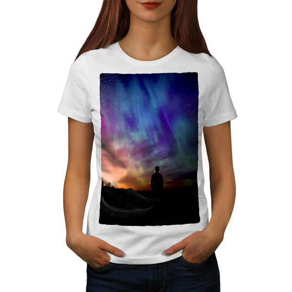 Man In Glowing Sky Womens T-Shirt