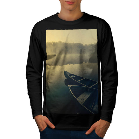 Lake Boat View Mens Long Sleeve T-Shirt