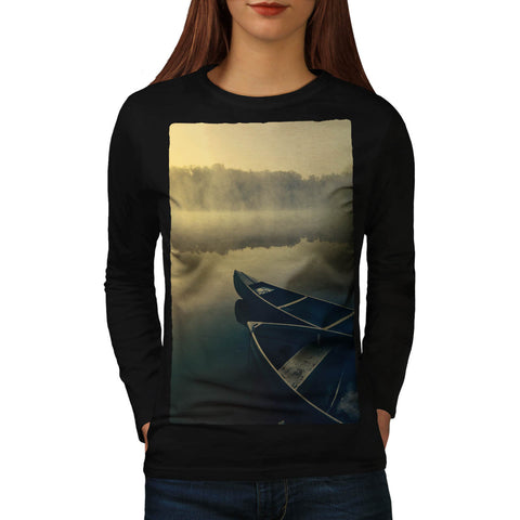 Lake Boat View Womens Long Sleeve T-Shirt
