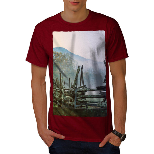 Mist Autumn Old Fence Mens T-Shirt