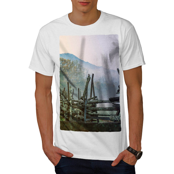 Mist Autumn Old Fence Mens T-Shirt