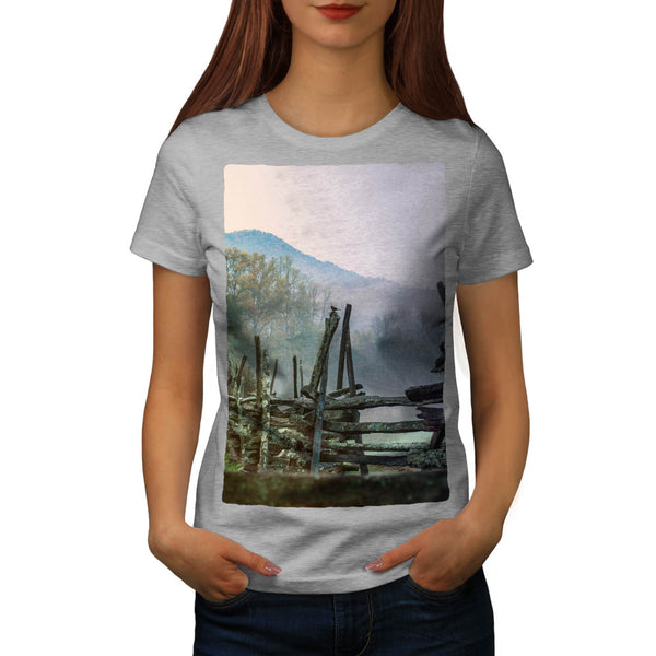 Mist Autumn Old Fence Womens T-Shirt