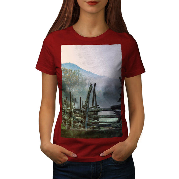 Mist Autumn Old Fence Womens T-Shirt