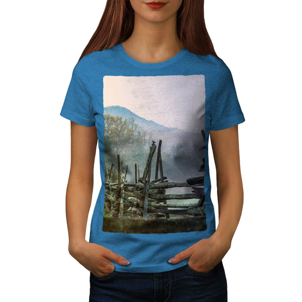 Mist Autumn Old Fence Womens T-Shirt