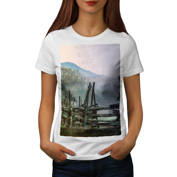 Mist Autumn Old Fence Womens T-Shirt