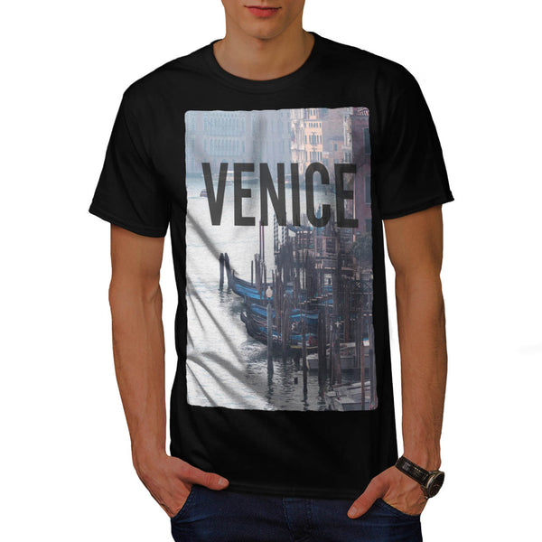 Venice Boats In Canal Mens T-Shirt