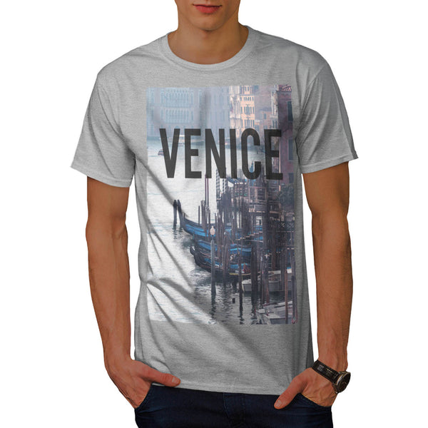 Venice Boats In Canal Mens T-Shirt