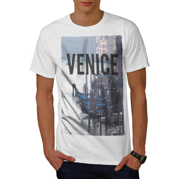 Venice Boats In Canal Mens T-Shirt