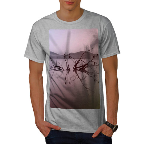 Foggy Lake View Mens T-Shirt
