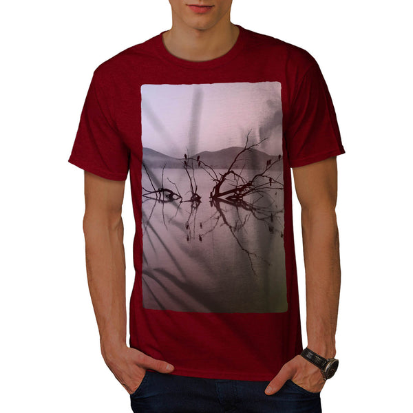 Foggy Lake View Mens T-Shirt
