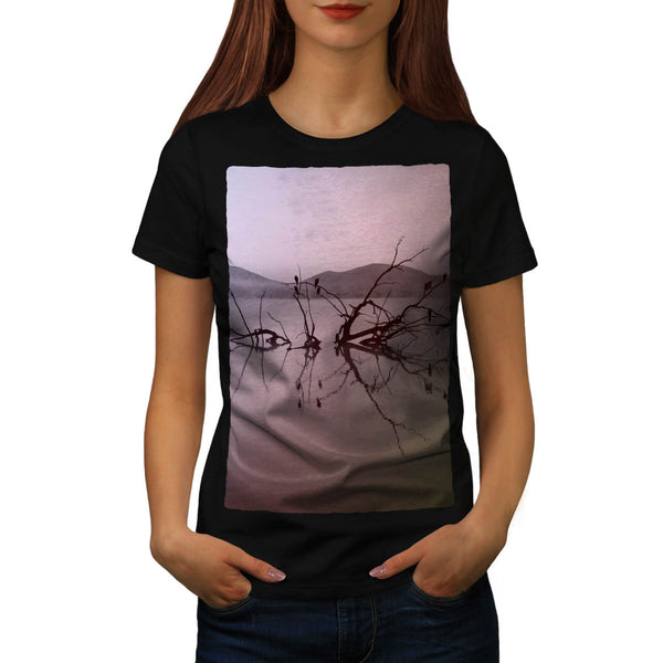 Foggy Lake View Womens T-Shirt