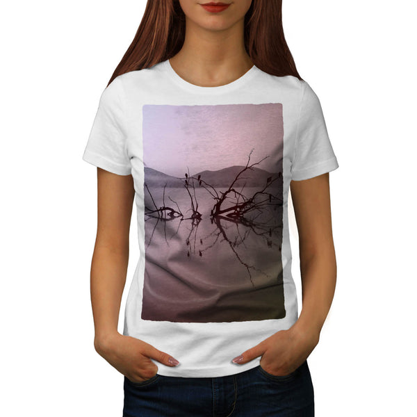 Foggy Lake View Womens T-Shirt