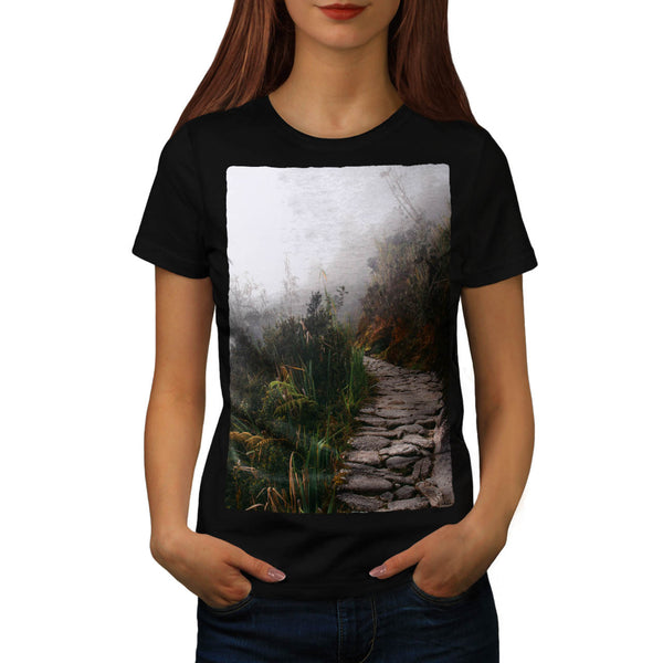 Foggy Rocky Pathway Womens T-Shirt