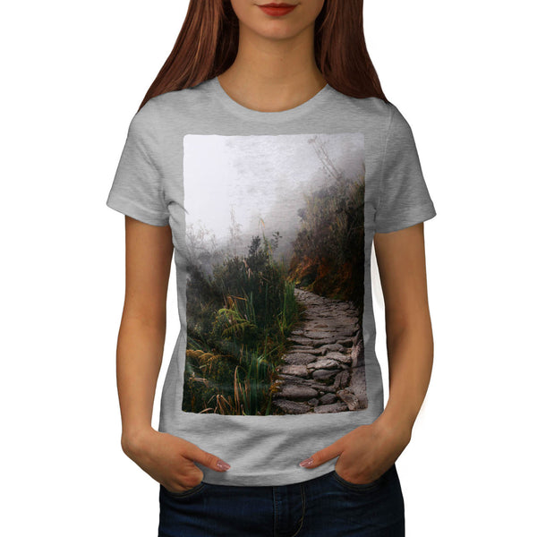 Foggy Rocky Pathway Womens T-Shirt
