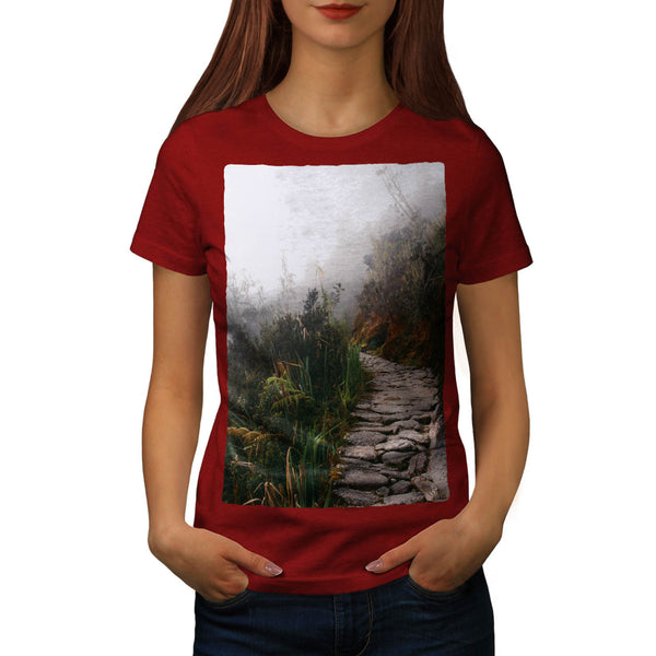 Foggy Rocky Pathway Womens T-Shirt