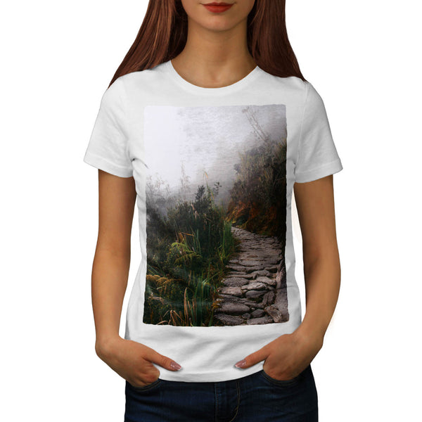 Foggy Rocky Pathway Womens T-Shirt