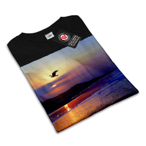 Bird Near Ocean Coast Mens T-Shirt