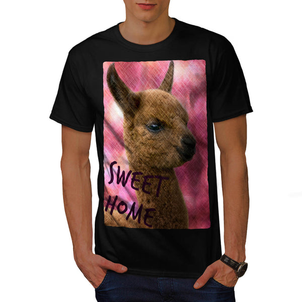 Furry Llama Face Eyes Mens T-Shirt