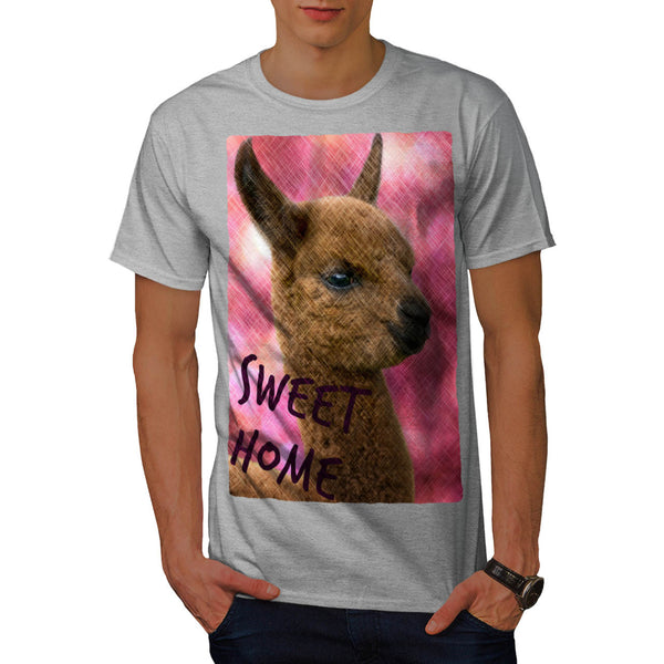 Furry Llama Face Eyes Mens T-Shirt