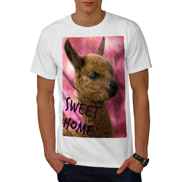 Furry Llama Face Eyes Mens T-Shirt
