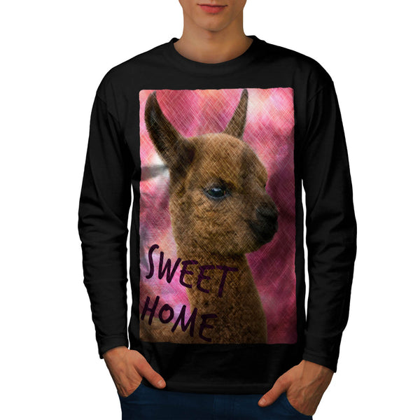 Furry Llama Face Eyes Mens Long Sleeve T-Shirt