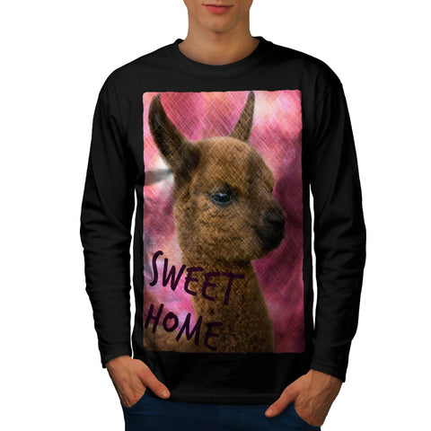 Furry Llama Face Eyes Mens Long Sleeve T-Shirt
