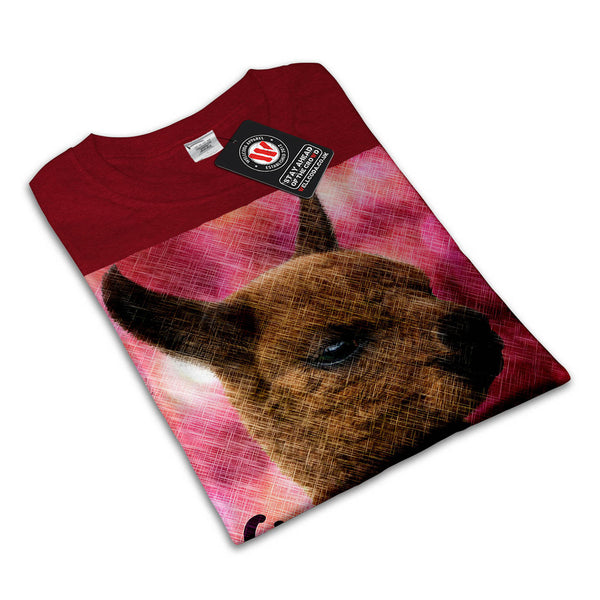 Furry Llama Face Eyes Womens T-Shirt
