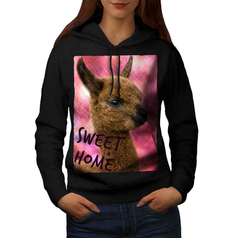 Furry Llama Face Eyes Womens Hoodie