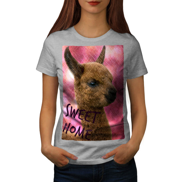 Furry Llama Face Eyes Womens T-Shirt