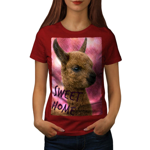 Furry Llama Face Eyes Womens T-Shirt