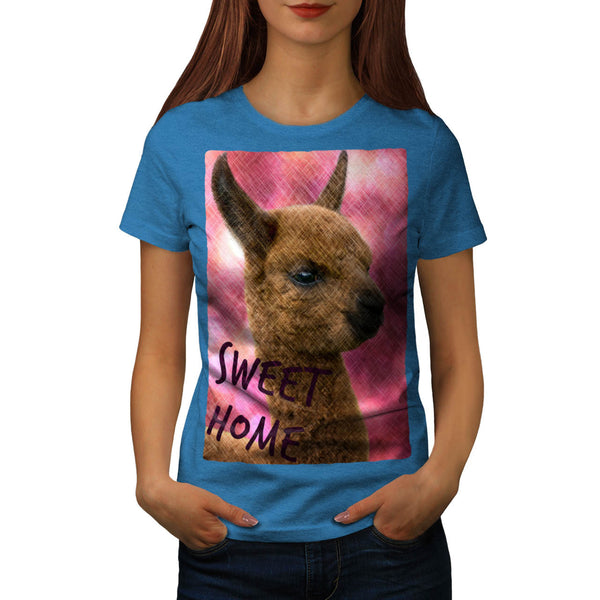 Furry Llama Face Eyes Womens T-Shirt