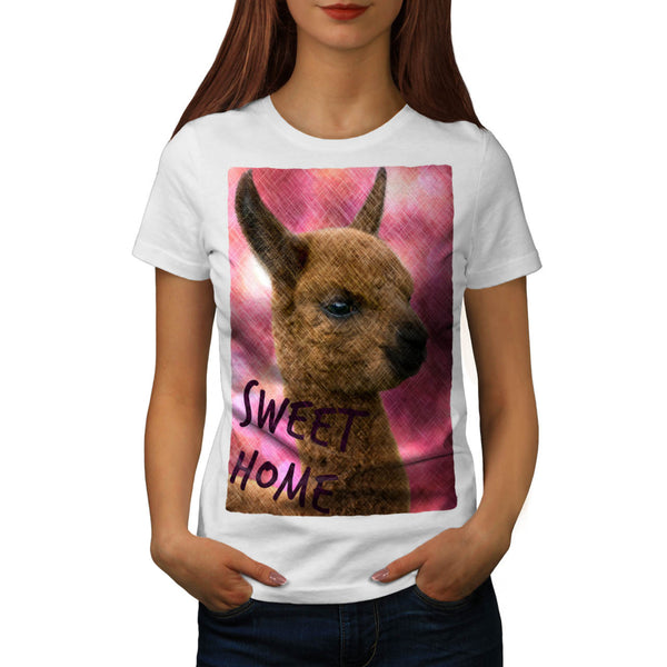Furry Llama Face Eyes Womens T-Shirt