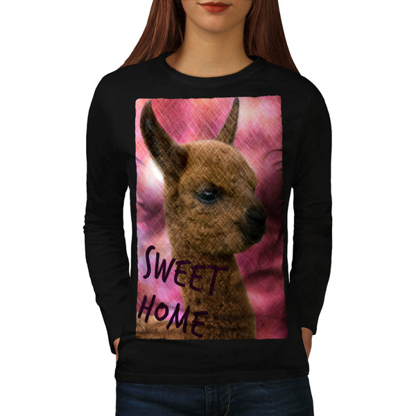 Furry Llama Face Eyes Womens Long Sleeve T-Shirt
