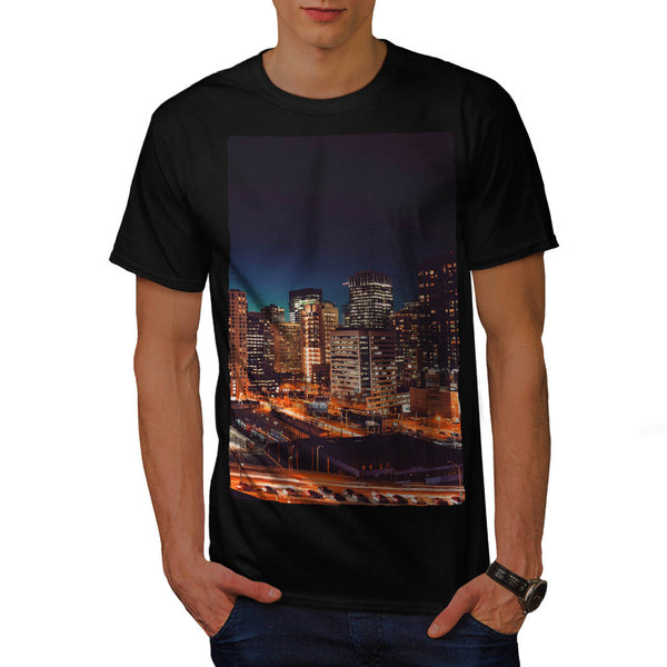 Dark Night City Light Mens T-Shirt