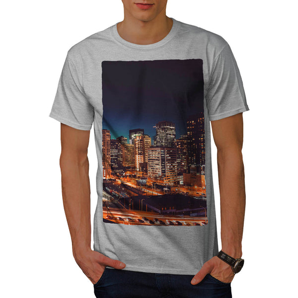 Dark Night City Light Mens T-Shirt