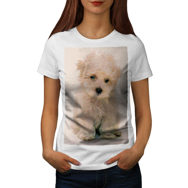 Fluffy White Dog Womens T-Shirt