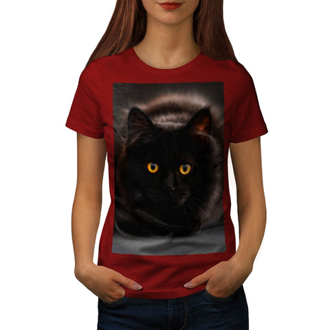 Black Pussy Cat Womens T-Shirt