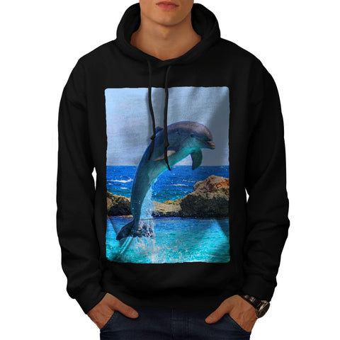 Funny Jumping Dolphin Mens Hoodie