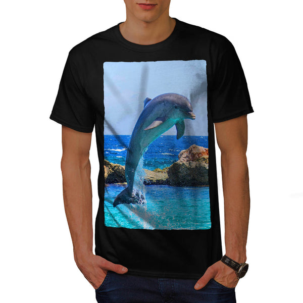 Funny Jumping Dolphin Mens T-Shirt